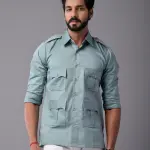 Men's Comfy Turquoise Blue Hunting Style Shirt | Outdoor Comfort & Style